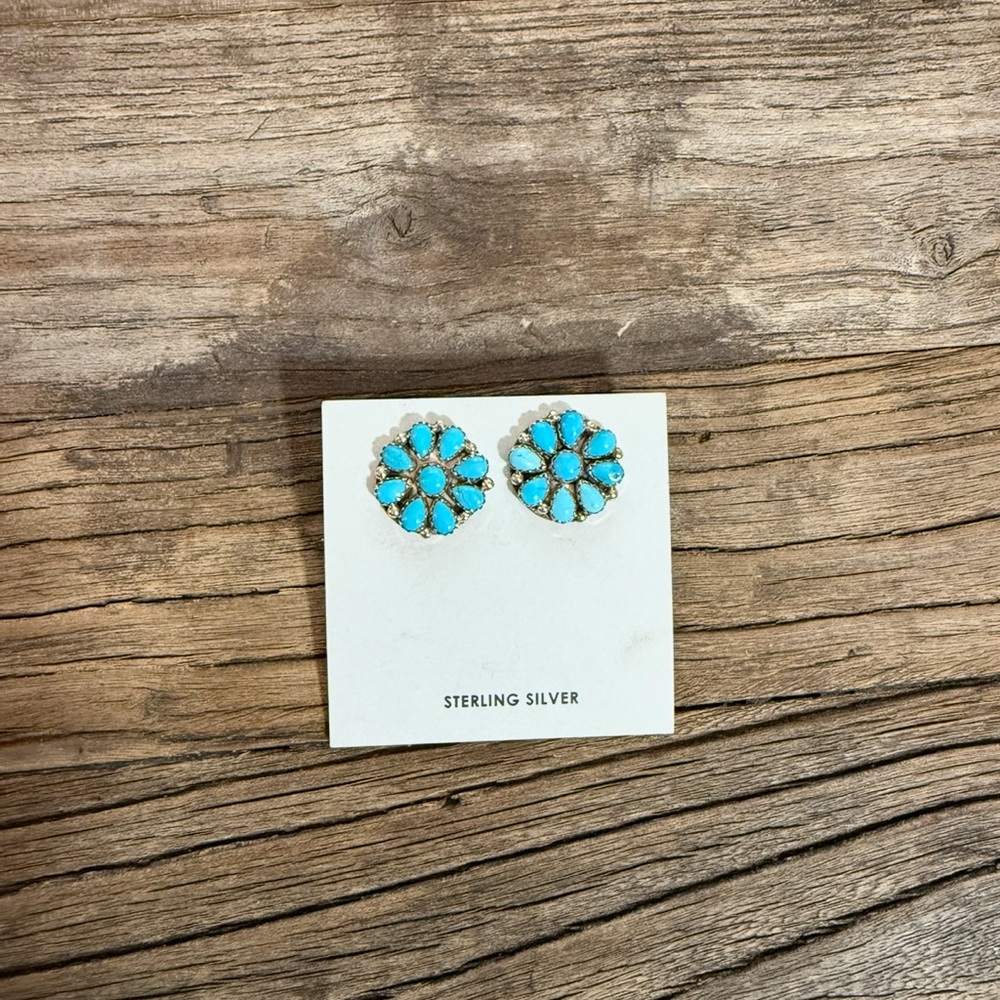 Turquoise Sterling Silver Floral Earrings
